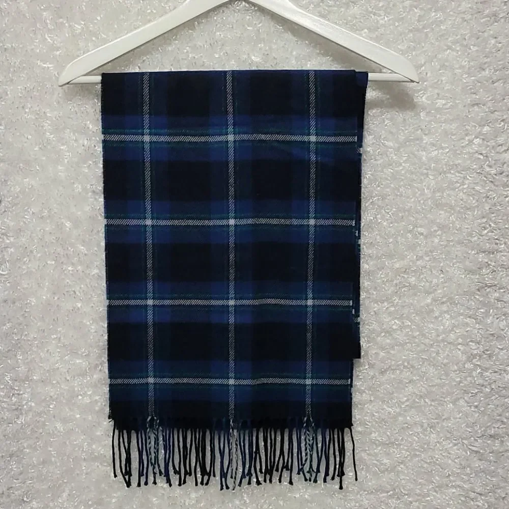 Blue plaid unisex scarf